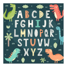 Alfabeto de Dinosaurio Cute las letras de los niño