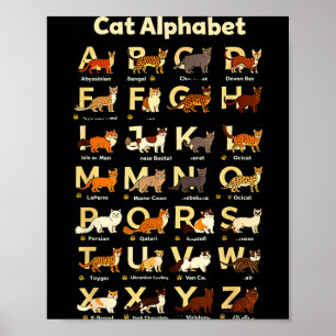 Póster Alfabeto de gato divertido amante de gatitos profe