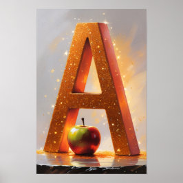 Póster Alfabeto de Halloween para niños ABC Letra A