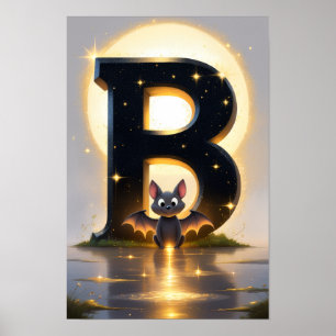 Póster Alfabeto de Halloween para niños ABC Letra B