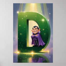 Póster Alfabeto de Halloween para niños ABC Letra D
