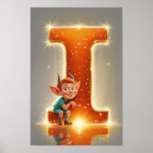 Póster Alfabeto de Halloween para niños ABC Letra I