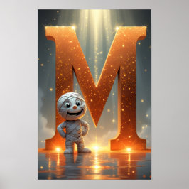 Póster Alfabeto de Halloween para niños ABC Letra M