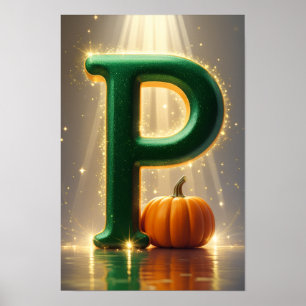 Póster Alfabeto de Halloween para niños ABC Letra P