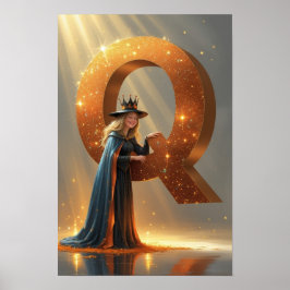 Póster Alfabeto de Halloween para niños ABC Letra Q