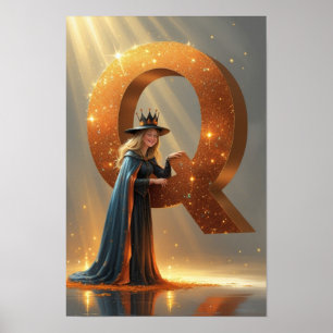 Póster Alfabeto de Halloween para niños ABC Letra Q