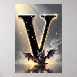 Póster Alfabeto de Halloween para niños ABC Letra V