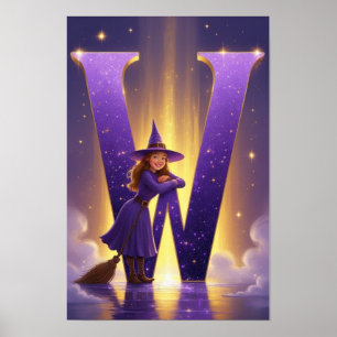 Póster Alfabeto de Halloween para niños ABC Letra W