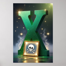 Póster Alfabeto de Halloween para niños ABC Letra X