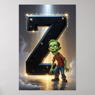 Póster Alfabeto de Halloween para niños ABC Letra Z