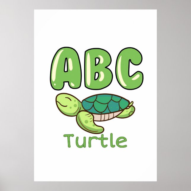 Póster Alfabeto de la tortuga Amante ABC Letra Turca (Frente)
