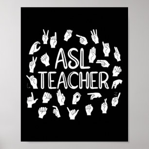 Póster Alfabeto de Lengua de Señas Americana Profesora de