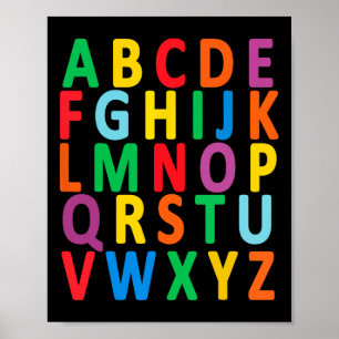Póster Alfabeto De Letras Mayúsculas Aprender Niños Chica