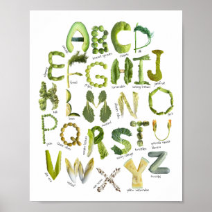 Póster Alfabeto de Verduras - Come tus Verduras Niños Veg