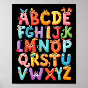 Póster Alfabeto Divertido A-z Abc Niños De Vuelta Al Cole