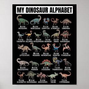 Póster Alfabeto divertido de dinosaurio Abc para amantes 