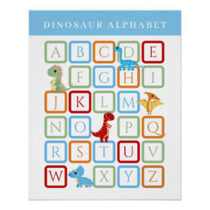 Póster Alfabeto Educativo de Dinosaurio Azul