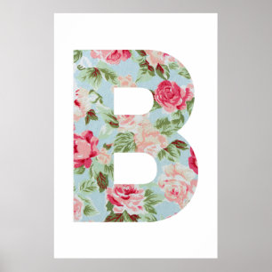 Póster Alfabeto Floral ; B Nombre Alfabeto Gráfico