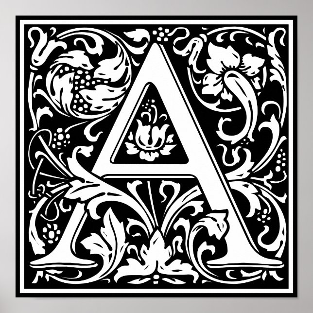 Póster Alfabeto floral Monograma A (Frente)