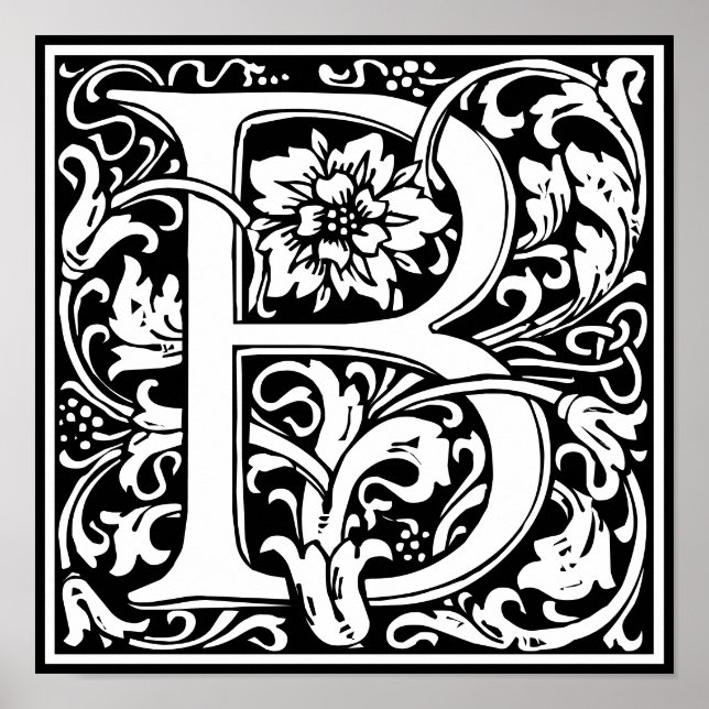 Póster Alfabeto floral Monograma B (Frente)