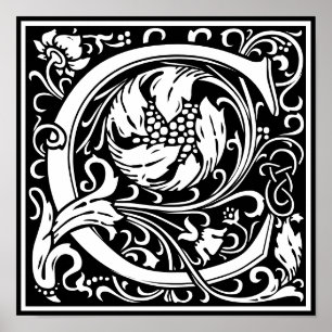 Póster Alfabeto floral Monograma C