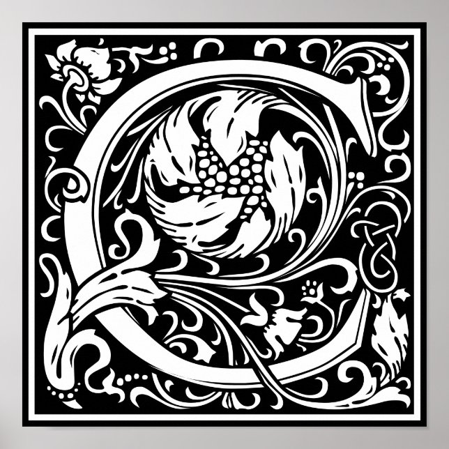 Póster Alfabeto floral Monograma C (Frente)