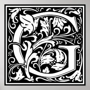 Póster Alfabeto floral Monograma G