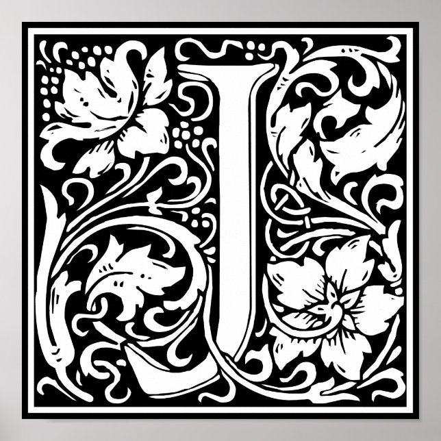 Póster Alfabeto floral Monograma J (Frente)