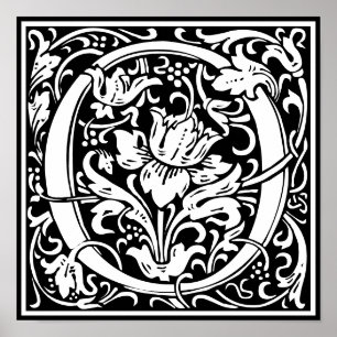Póster Alfabeto floral Monograma O