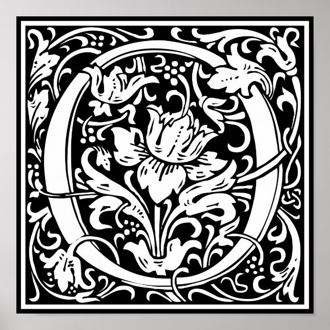 Póster Alfabeto floral Monograma O (Frente)