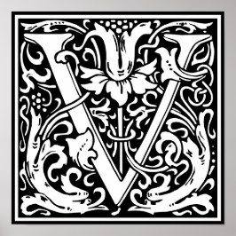 Póster Alfabeto floral Monograma V