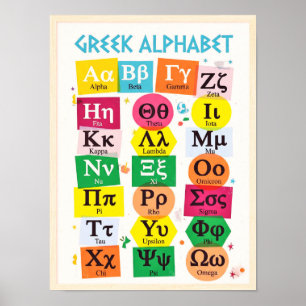 Póster Alfabeto griego en el aula para niños   Letras en 