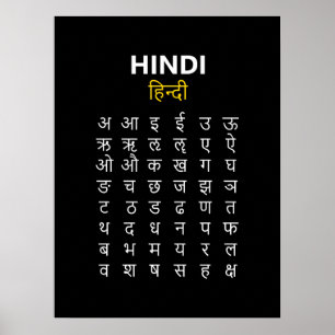 Póster Alfabeto hindi अ–क्ष escritura devanagari