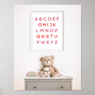 Póster Alfabeto Naranja Letras Mayúsculas Aula Niños