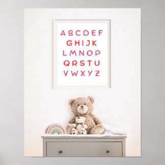 Póster Alfabeto Naranja Letras Mayúsculas Aula Niños