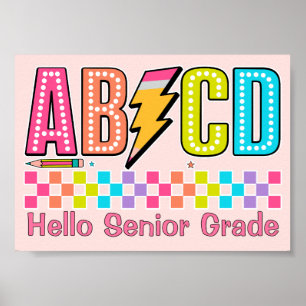 Póster Alfabeto Retro ABCD Perno Relámpago Regreso a la E