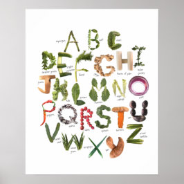 Póster Alfabeto vegetal para vivero - Alimentos ABC