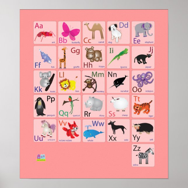 Póster Alfabetos de animales (Frente)
