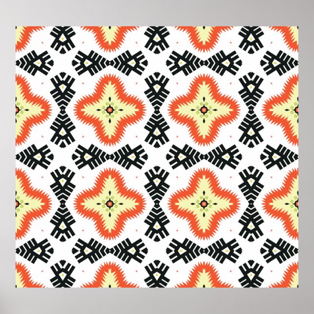 Póster Alfombra brillante: ornamento étnico azteca (Frente)