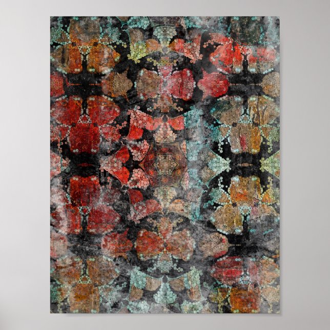 Póster Alfombra de lana antigua hecha a mano de la época  (Frente)