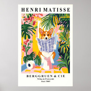 Póster Alfombra de pared de perro de estilo Matisse diver