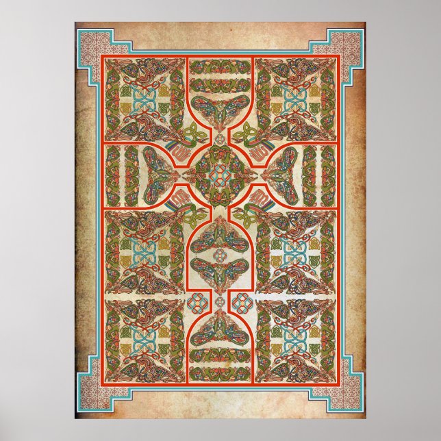 Póster Alfombra de símbolos celtas (Frente)