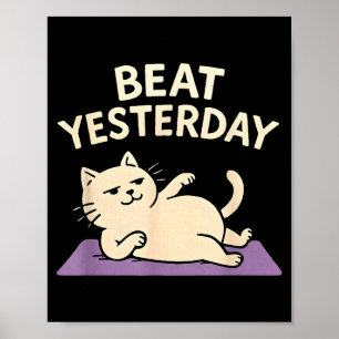 Póster Alfombra de yoga de gato divertido supera el día d