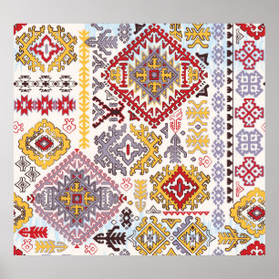 Póster Alfombra india, paisley mandala, yoga