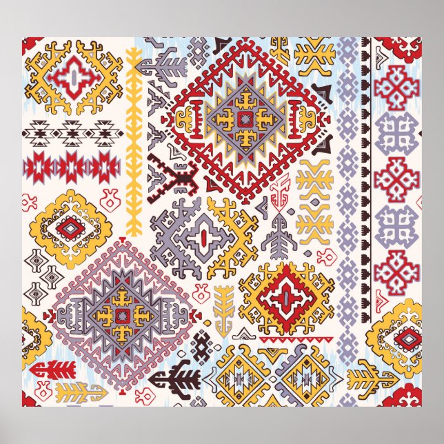 Póster Alfombra india, paisley mandala, yoga (Frente)