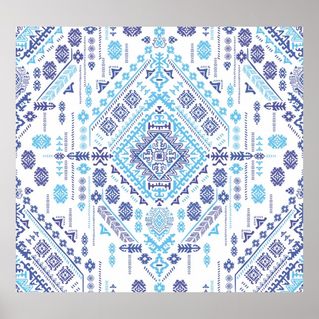 Póster Alfombra paisley india, patrón de mandala étnica. (Frente)