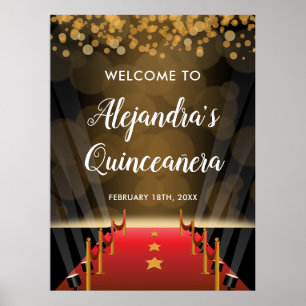Póster Alfombra roja de Hollywood Signo de bienvenida qui