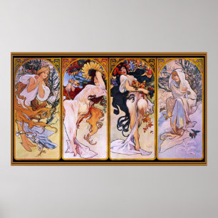 Póster Alfons Mucha ~ El Poster de las cuatro temporadas