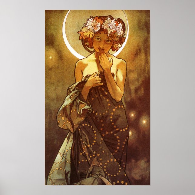 Póster Alfons Mucha: Luna (Frente)