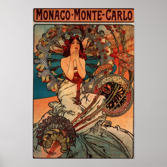 Póster Alfons Mucha Monaco Monte Carlo (Frente)